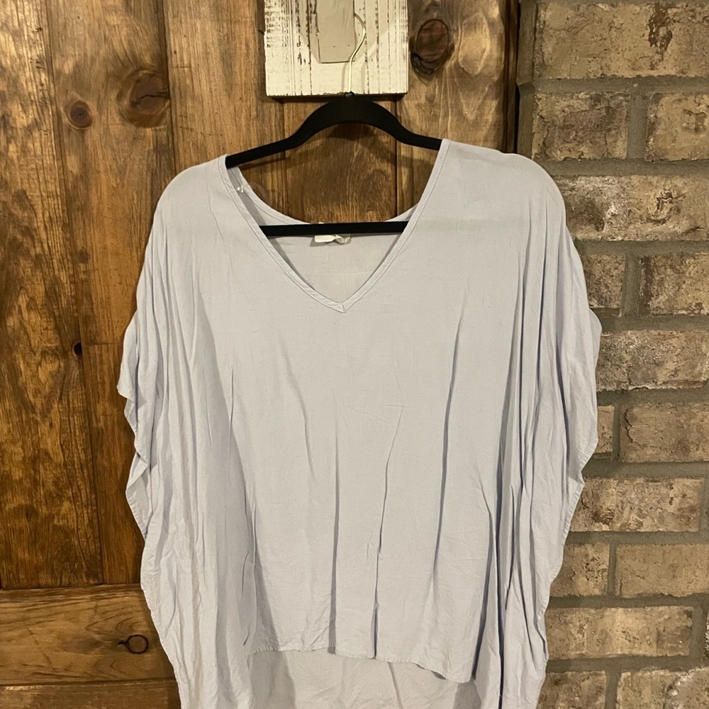 Light Blue V-Neck Women's Top